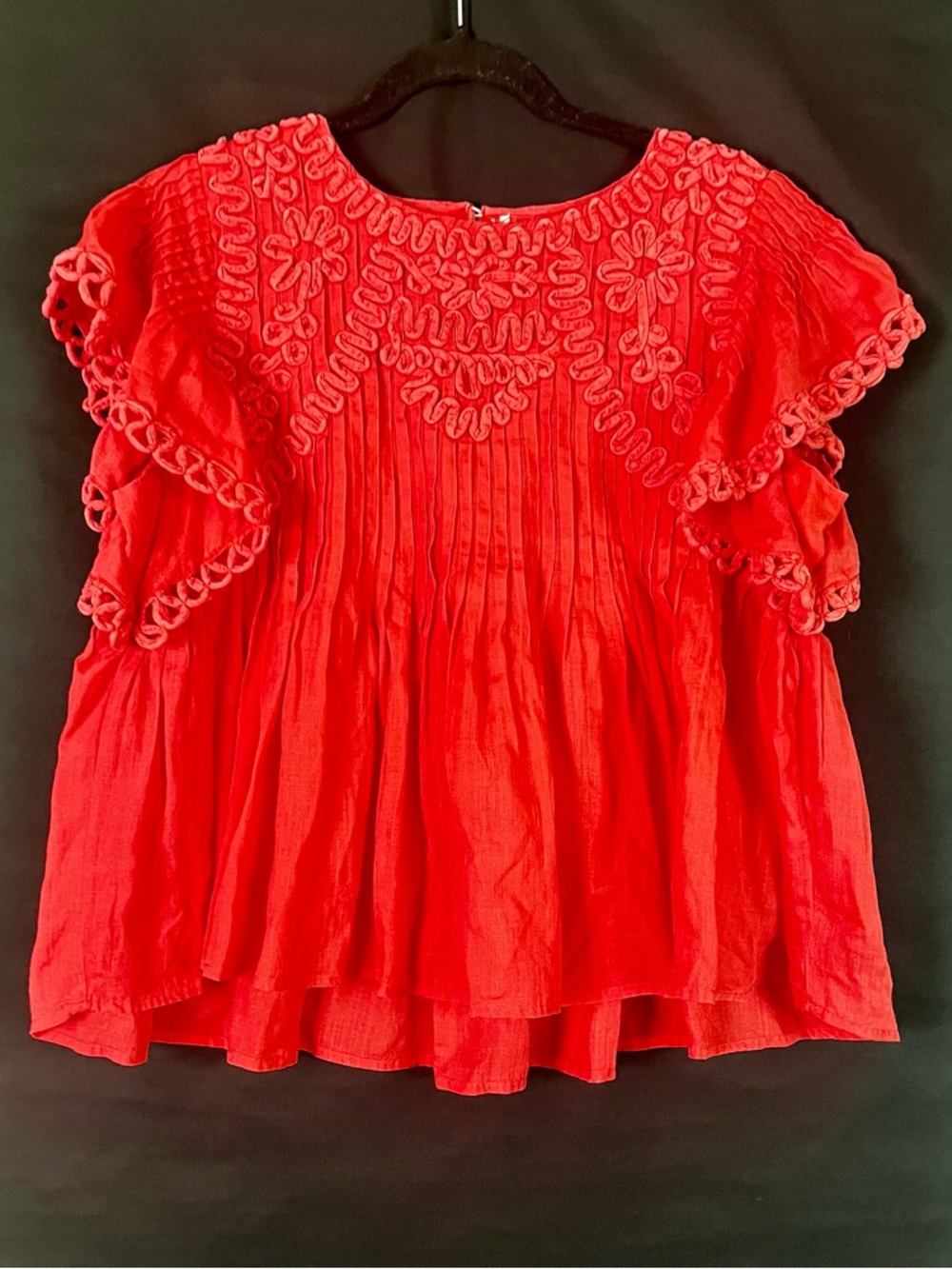 Sea New York Red/Coral Frida Flutter-Sleeve Top